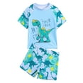 thumbnail image 1 of Boys Swim Trunks Summer Kids Casual Short Sleeve Cartoon Print Swimwear Tops Shorts Set Toddler Swimsuit Blue 3 Years-4 Years, 1 of 5