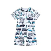 Boys Swim Trunks Summer One-Piece Swimsuit Cartoon Animals Floral Bathing Suit Zipper Rash Guard Cloths Navy Board Shorts Youth 12-24M