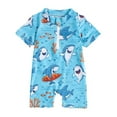 thumbnail image 1 of Boys Swim Trunks Toddler Baby Boys Summer Short Sleeve Jumpsuit Swimsuit, Kids Cartoon Print Swimwear Kids Swimsuits Blue 3 Months-6 Months, 1 of 6
