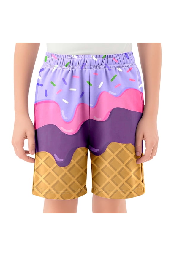 Boys Swim Trunks With Compression Liner Casual Bathing Suit For Kids Swim Shorts Purple 9 Y-10 Y