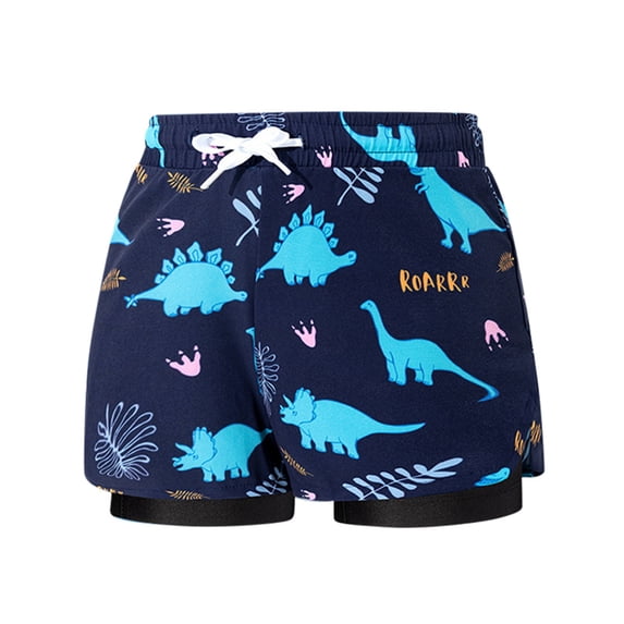 Boys Swim Trunks with Boxer Brief Liner Compression Swimming Shorts Stretchy UPF Quick Dry Swimsuit