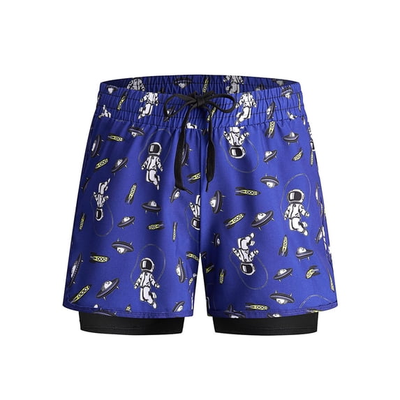 Boys Swim Trunks with Boxer Brief Liner Compression Swimming Shorts Stretchy UPF Quick Dry Swimsuit