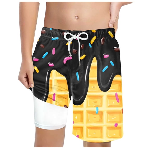 Boys Swim Trunks with Compression Liner Quick Dry Bathing Suits Kids Beach Swimming Shorts Lightweight
