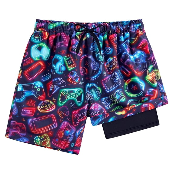Boys Swim Trunks with Compression Liner Size 4-5Y 3D Prints Beach ...