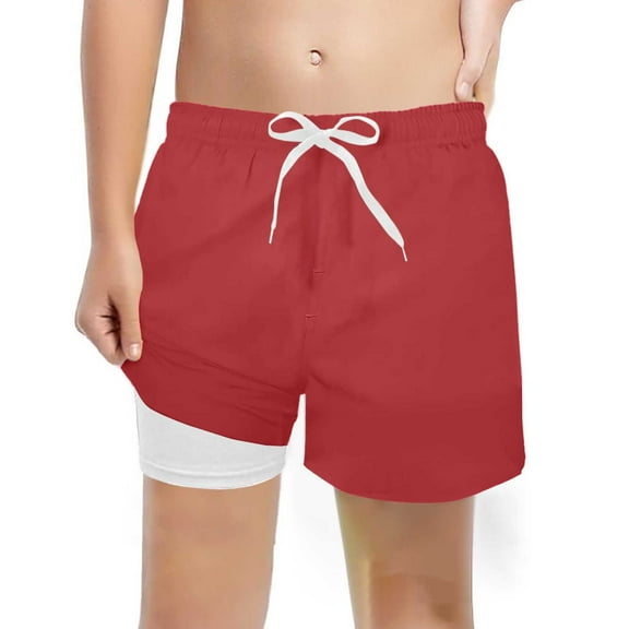 Boys Swim Trunks with Compression Liner Swimming Shorts for Kids Quick Dry Boys Bathing Suit Swim Trunks for Boys