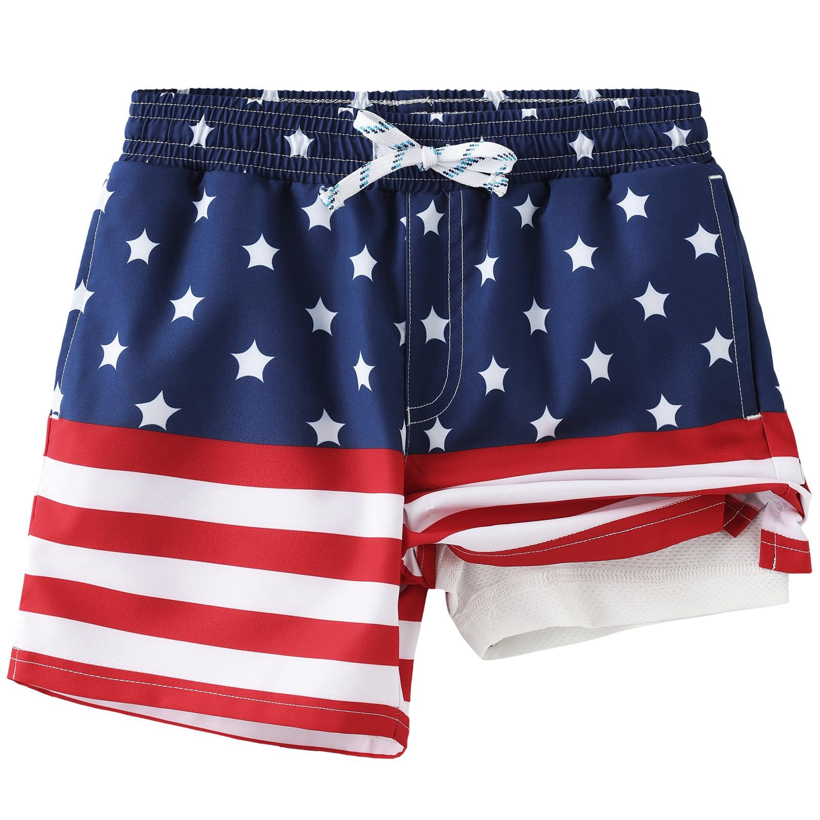 Boys American Flag Swim Trunks