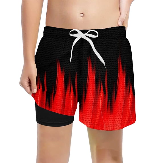 Boys Swim Trunks with Compression Liner Toddler Swimsuit Boy Swim Shorts Bathing Suits Boxer Brief Swimming Trunks
