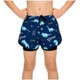 thumbnail image 1 of Boys Swim Trunks with Liner Quick Dry, Dinosaur Print Adjustable Waist Swim Shorts for Boys 5-14,Size XL, 1 of 6