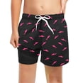 thumbnail image 1 of Boys Swim Trunks with Liner Upf Sun Protection Coconut Tree Print Stretch Quick Dry Swim Shorts for Kids Beach Pool Black 5 Years-6 Years, 1 of 4
