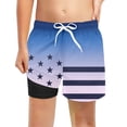 thumbnail image 1 of Boys Swim Trunks with Liner Upf Sun Protection Coconut Tree Print Stretch Quick Dry Swim Shorts for Kids Beach Pool Blue 9 Years-10 Years, 1 of 4
