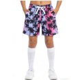 thumbnail image 1 of Boys Swim Trunks with Palm Tree Print, Purple Tropical Quick Dry Bathing Suits with Drawstring for Boys 4-13 Years,Size 5-6T, 1 of 8