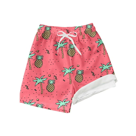 Boys Swimming Trunks 3d Funny Print Short Pants Fashion Drawstring Beach Shorts Swim Trunk for Boys Pink,8T