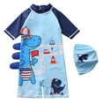 thumbnail image 1 of Boys Swimsuit 2 Piece Rash Guard Swimsuits Elastic Waistband for Easy on Kids Swimsuits Set Beach Holiday Top Navy 6-7 Years, 1 of 4