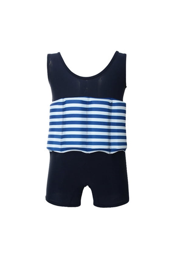 Boys Swimsuit Flotation One-piece Swimsuits with Detachable Buoyancy Aid Training Beach Swimming Pool Summer Kids Swimwear Navy 3-4 Y