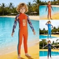 thumbnail image 1 of Boys Swimsuit Long Sleeve Sun Rash Guard One-piece Wetsuit Beach Outdoor Surfing Snorkeling Kids Swimwear Orange 6-7 Y, 1 of 4
