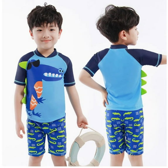 Boys Swimsuit Sets Size 5 Dinosaur Printed Swimwear Clothes Quick-Dry Swimwear Summer Swimsuits Sky Blue 130
