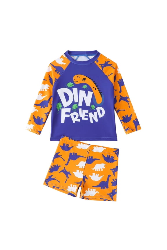 Boys Swimsuit Short Sleeve Sun Protection Two Piece Rash Guard Sunsuit Designed for Boys Kids Beach Pool Outdoor Summer Water Play Activities Multicolour 4Y
