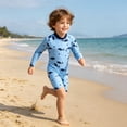 thumbnail image 1 of Boys Swimsuit Size 5-6Y Kids One Piece Swimwear Cartoon Shark Print Long Sleeve Sun Elastic Comfort Fit Toddler Bathing Suit Boy, 1 of 4
