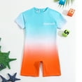 thumbnail image 1 of Boys Swimsuit TOOYOU Baby Rash Guard Fashion Short Sleeve Sunsuits Sun Protective Bathing Suits Beach Swimwear Size 4-5 Years,Sky Blue Boys Active Fitting Swimsuit, 1 of 7