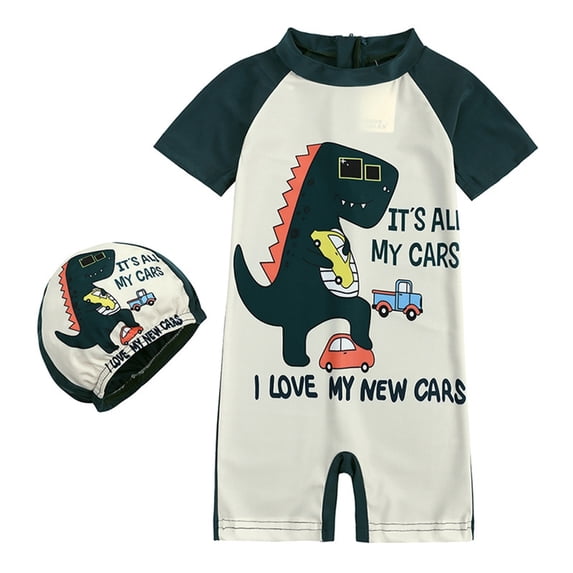 Mrzhqd Boys Swimsuit Toddler Kids Baby Boys Girls Dinosaur Shark Swimsuit 1 Piece Zipper Bathing Suit Swimwear With Hat Rash Guard Surfing Suit