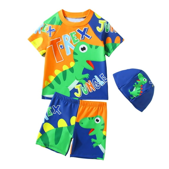 Boys Swimsuits 2 Piece UPF 50+ Rash Guard Short Sleeve Swim Shirts with Drawstring Shorts Bathing Suits Quick Dry Swimwear