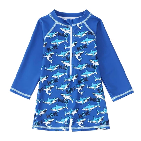 Boys Swimsuits Long Sleeve Rash Guard Print Pool Sun Summer Beachwear