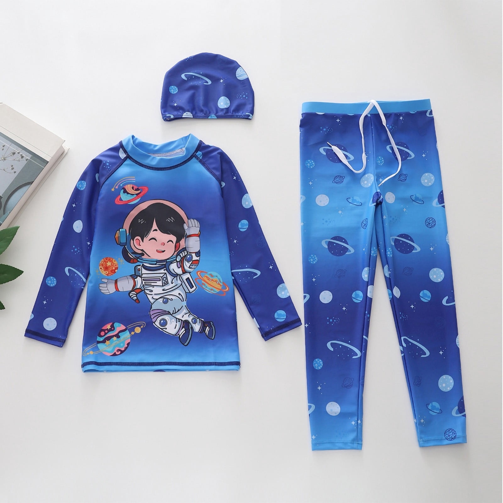 Boys Swimsuits Size 5-6Y High Elastic Surfing Swimwear with Cap Rash ...