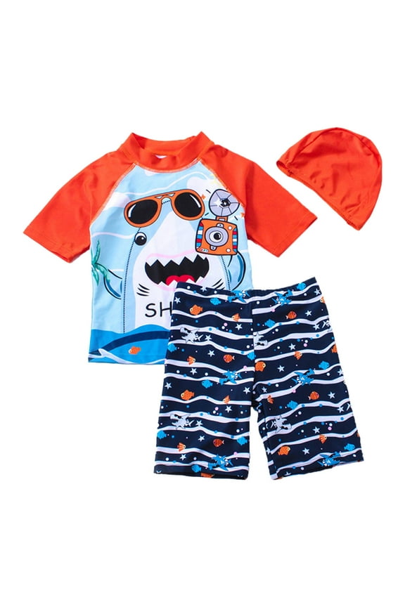 Boys Swimsuits Toddlers 3 Piece Sun Hat Bathing Suit Sunsuit Swimwear Sky Blue