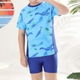 thumbnail image 1 of Boys Swimwear 2 Piece Set Shark Print Pattern Short Sleeved Shorts Set Blue -, 1 of 5
