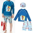 thumbnail image 1 of Boys' Swimwear Funny Cartoon Print Long Sleeve Bathing Suit 3 PC Boy Swim Set Toddler Bathing Suit for Toddler Boys 3-4 Years, 1 of 7