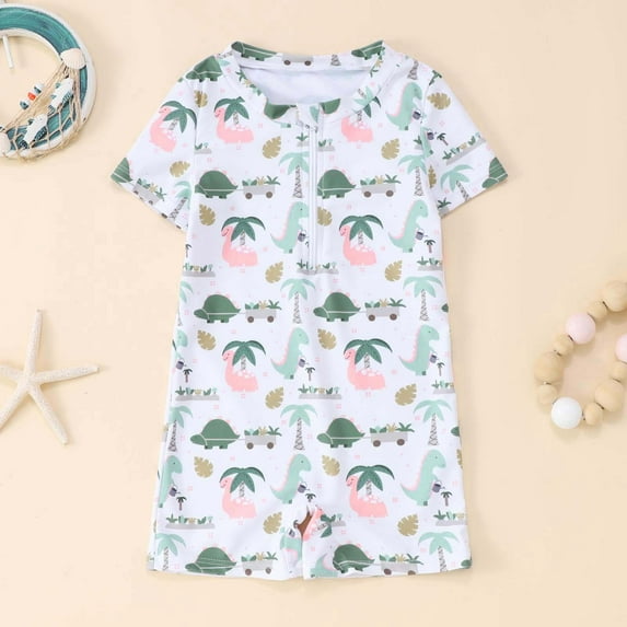 Boys Swimwear Toddler Swimsuit With Cartoon Print For Beach Pool Water Play Infant Baby Rash Guard Summer Bathing Suit