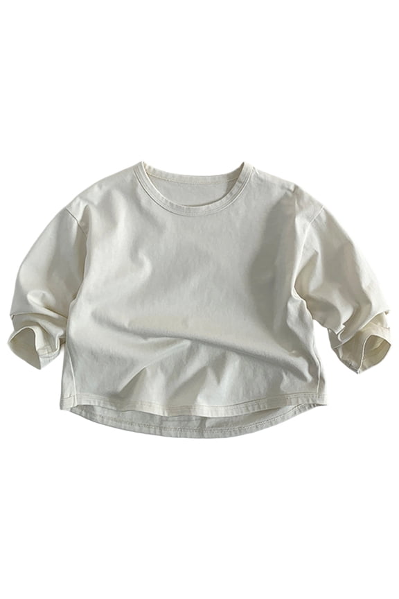 Boys T Shirt Basic Comfort Stylish Korean Style Unisex Boys Clothing,Beige,2-3 Years