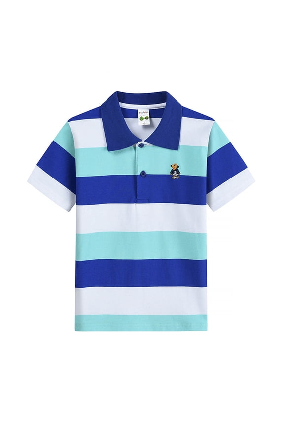 Boys T Shirt , Boys 6t Clothes , 5t Shirts Girls,Korean Style Striped Short Sleeve Collar Shirt For Boys Youth Casual Comfortable Daily Wear Top