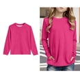 thumbnail image 1 of Boys T Shirt Pink Long Sleeve Tee Shirts with Pocket Kids Crewneck Basic Tees Fall Clothes Clothes for 9-10 Years Old Girls, 1 of 5