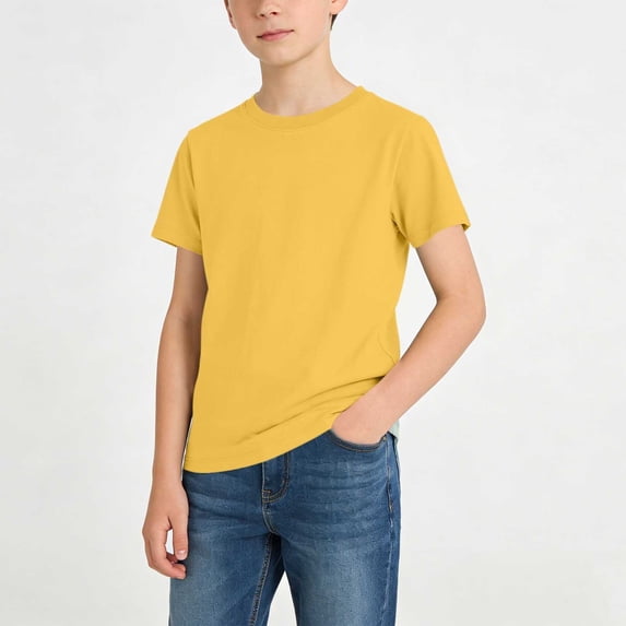 Boys T-Shirt Regular Fit Short Sleeve Crew Neck Graphic Tee Soft Cotton Breathable Basic Top Back to School Daily Casual Playwear for Teen