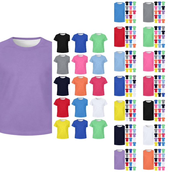 Boys T-Shirt Solid Color Short Sleeve Mesh Quick Dry Crew Neck T shirt for Boys Moisture Wicking Athletic Tops for Summer Gym School Outdoor Casual