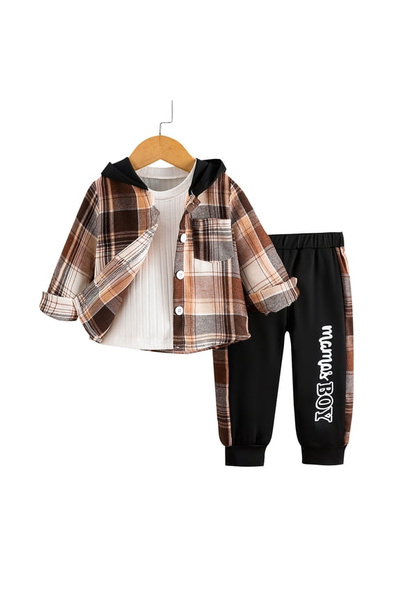 Boys T Shirt and Shorts Sets Long Sleeve Letter Prints Topspants 2Pcs E Outdoor Clothes,Brown,12M