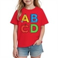thumbnail image 1 of Boys T-Shirt with ABC Graphic | Back to School Alphabet Tee for Kids | 100% Cotton Short Sleeve Shirt, Red, Sizes 3-10 Years,Size 9 T, 1 of 9
