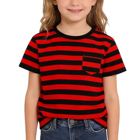 Boys T Shirts 10-12 , Girls Clothes , Girl Shirts,Boys Girls Summer Striped Pocket T Shirt Comfortable Casual Play Daily Wear Kids Top