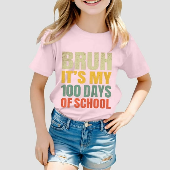 Boys T Shirts 100 Days of School Shirt Short Sleeve Funny Graphic Tee Girls Tee Shirts for Teens Girls 12-13 Years