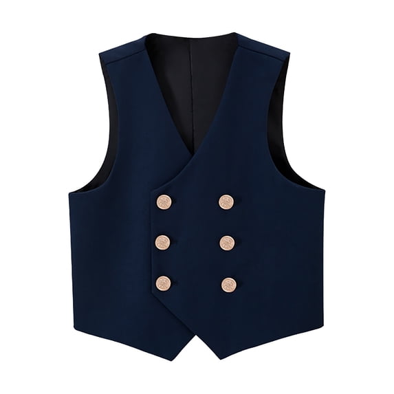 Boys T Shirts 4 Button Double Formal Suit Vest Tops Casual