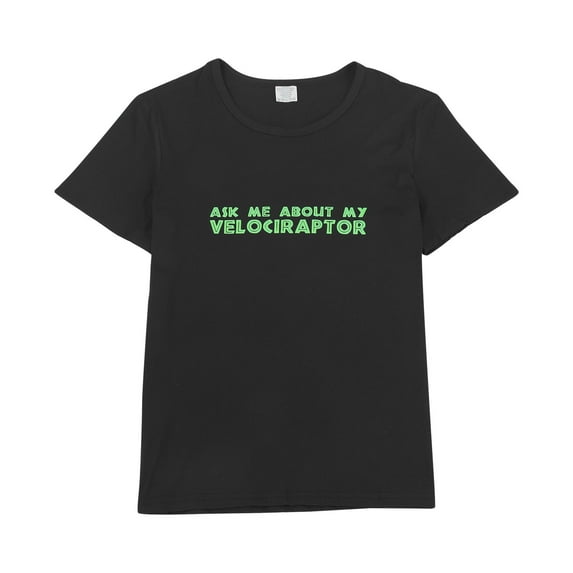 Boys' T Shirts Ask Me About My Velocirapator Children's Novelty Funny Humor Flip Short Sleeved Cute Clothing for Boys Size 6-8T