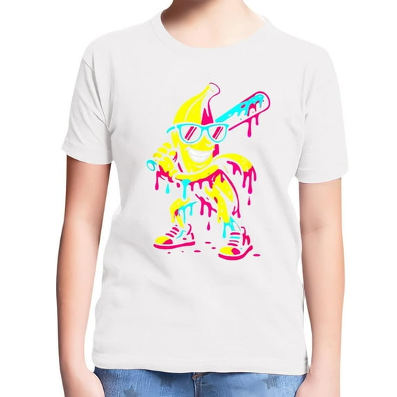 Boys T Shirts Banana Print Short Sleeve Kids Casual Playful Fruit Design Daily Wear Boys Clothes