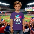 thumbnail image 1 of Boys T Shirts Cartoon Print Round Neck Short Sleeve Cozy Top for Daily Wear Boys' Tops Tees Shirts Purple 8 Years-9 Years, 1 of 4