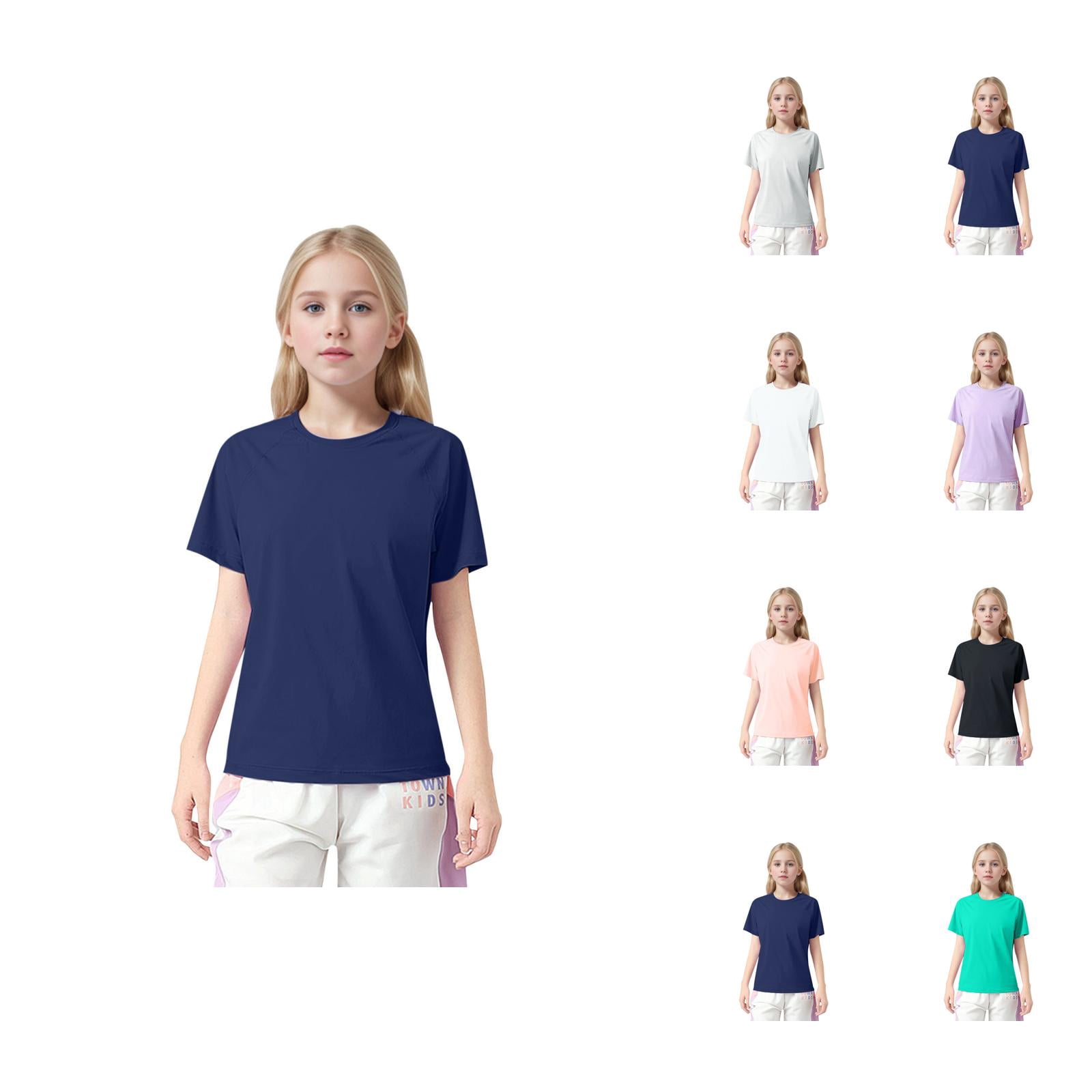 Boys T Shirts Casual Summer Plain Short Sleeve Crew Neck Sport Tops 4 ...