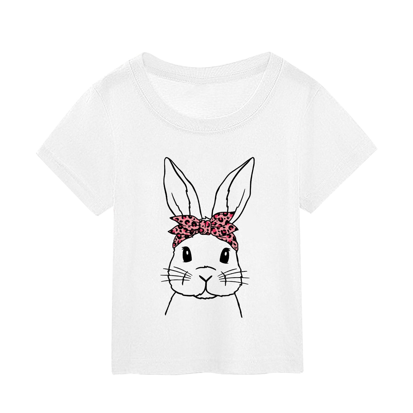 GTETKDE Women's Easter T-Shirt - Funny Hip Hop Bunny Print, Cute Leopard Graphic, 100% Cotton - View #2
