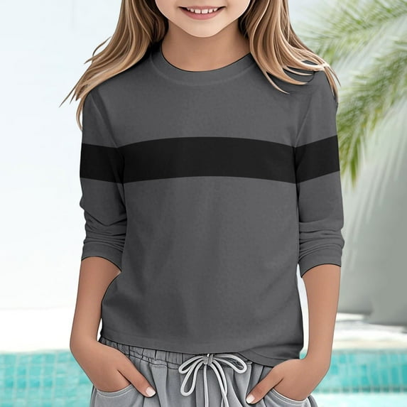 Boys T Shirts Dark Gray Long Sleeve Shirt Boys Crewneck T-Shirts Fall Tops Tees Cotton Kids Sweatshirt 9-10 Years Girls Clothes
