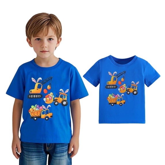 Boys' T-Shirts Easter Tshirt Short Sleeve Crew Neck T Shirts Casual Tees Graphic Tee Boys T-Shirts Size 6-7 Years