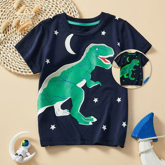 Boys' T-Shirts Funny Dinosaur Cartoon Print Casual Summer Tshirts Boys Shirt for Boys 7-8 Years