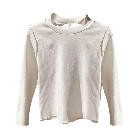 Boys T Shirts Girls White Top Kids Fall Tops Crewneck Basic Tees Cotton T Shirt Girls Uniform Shirts 4-5 Years